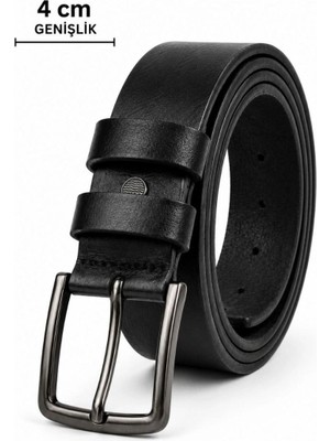 Velizade Erkek Hakiki Deri 4 cm Klasik Kemer Metal Tokalı Günlük ve Klasik Kullanım