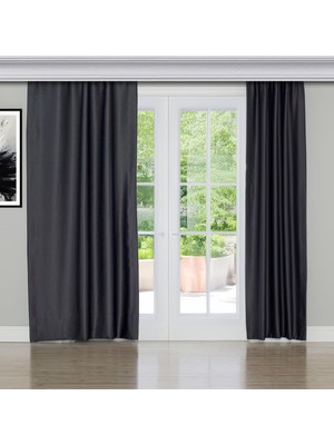 Gauze Fabric Design Blackout Antrasit Karartma Özellikli Fon Perde 100 x 260