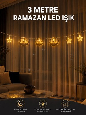 Marsilyan 3 Metre Ramazan LED Saçak Işık Ev Içi Dekoratif Aydınlatma