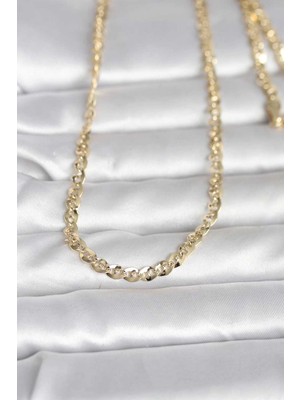 Bin1çeşit Şık Oval Zincirli Kadın Kolye 60 cm Uzunluk
