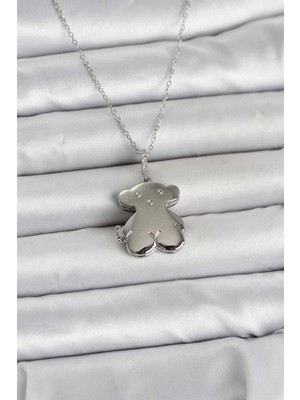 Bin1çeşit Gümüş Renk Çelik Zincir Kadın Kolye 45 cm Günlük Kullanım