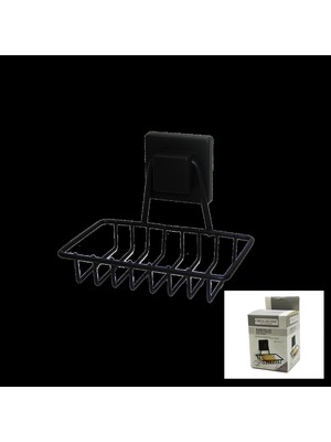 MiraLive Siyah - Metal Katı Sabunluk Kare Güçlü Yapışkanlı 11X12.5X11CM (4887)