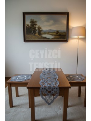 Çelik - Ticaret Salon Takımı, Yatak Odası 3 Parça Sehpa Örtüsü, Masa Örtüsü 3 Parça Oda Takımı