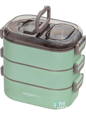 Bemy Ticaret 1450 ml 3 Kat Çelik (2 Kat Kullanılabilir) Bento Lunch Box Yeni Nesil Sefer TASI-FFLBOX7083