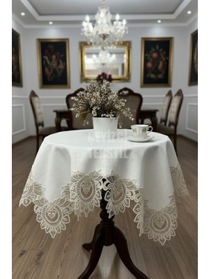 Çelik - Ticaret Fransız Dantelli Keten Fiskos, Gardenya Kumaş Fiskos 100X100CM