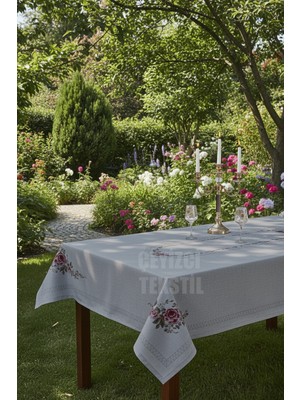 Çelik - Ticaret Masa Örtüsü, Dijital Baskılı Kanaviçe Tek Masa Örtüsü, Desenli Leke Tutmaz 160X220CM Masa Örtüsü