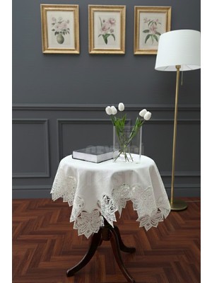 Çelik - Ticaret Fransız Dantelli Keten Fiskos, Gardenya Kumaş Fiskos 100X100CM