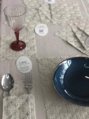 Çelik - Ticaret Sofra Takımı Orion Gardenya Keten Yemek Takımı 160X260 Masa Seti 26 Parça Runner Set Kapiçino