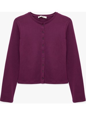 Koton Pamuklu Slim Fit Bisiklet Yaka Uzun Kollu Düğmeli Hırka