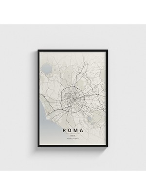 Domirus Roma, Italya Şehir Haritası Tablo Çerçeveli Poster Duvar Dekorasyonu