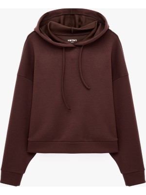 Koton Basic Uzun Kollu Bağcıklı Kapüşonlu Oversize Spor Sweatshirt