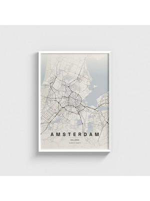 Domirus Amsterdam, Hollanda Şehir Haritası Tablo Çerçeveli Poster Duvar Dekorasyonu