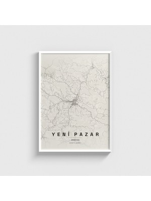 Domirus Yeni Pazar (Novi Pazar), Sırbistan Şehir Haritası Tablo Çerçeveli Poster Duvar Dekorasyonu