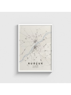 Domirus Rusçuk (Ruse), Bulgaristan Şehir Haritası Tablo Çerçeveli Poster Duvar Dekorasyonu