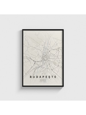 Domirus Budapeste, Macaristan Şehir Haritası Tablo Çerçeveli Poster Duvar Dekorasyonu