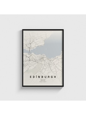 Domirus Edinburgh, Ingiltere Şehir Haritası Tablo Çerçeveli Poster Duvar Dekorasyonu