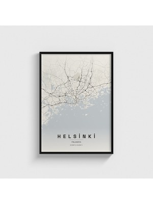 Domirus Helsinki, Finlandiya Şehir Haritası Tablo Çerçeveli Poster Duvar Dekorasyonu
