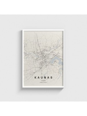 Domirus Kaunas, Litvanya Şehir Haritası Tablo Çerçeveli Poster Duvar Dekorasyonu