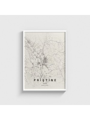 Domirus Priştine (Prishtina), Kosova Şehir Haritası Tablo Çerçeveli Poster Duvar Dekorasyonu
