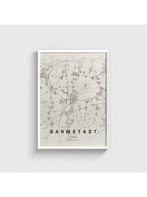 Domirus Darmstadt, Almanya Şehir Haritası Tablo Çerçeveli Poster Duvar Dekorasyonu