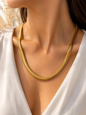 cm Jewelry Kalın Italyan Zincir Gold Çelik Kolye
