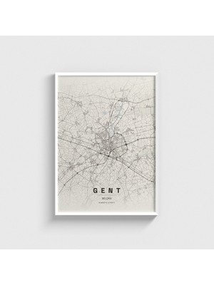 Domirus Gent, Belçika Şehir Haritası Tablo Çerçeveli Poster Duvar Dekorasyonu