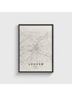 Domirus Leuven, Belçika Şehir Haritası Tablo Çerçeveli Poster Duvar Dekorasyonu