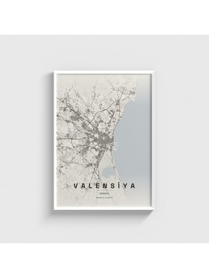 Domirus Valensiya, Ispanya Şehir Haritası Tablo Çerçeveli Poster Duvar Dekorasyonu