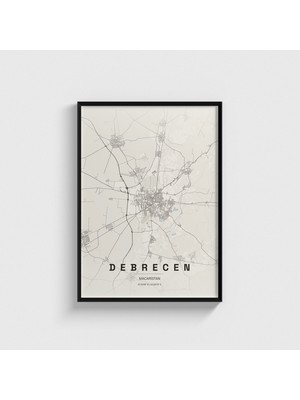 Domirus Debrecen, Macaristan Şehir Haritası Tablo Çerçeveli Poster Duvar Dekorasyonu