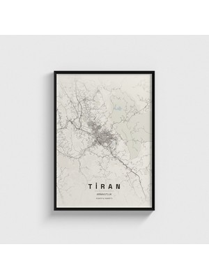 Domirus Tiran, Arnavutluk Şehir Haritası Tablo Çerçeveli Poster Duvar Dekorasyonu