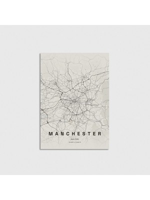 Domirus Manchester, Ingiltere Şehir Haritası Poster Çerçevesiz Duvar Dekorasyonu