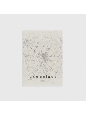 Domirus Cambridge, Ingiltere Şehir Haritası Poster Çerçevesiz Duvar Dekorasyonu