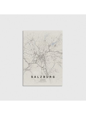 Domirus Salzburg, Avusturya Şehir Haritası Poster Çerçevesiz Duvar Dekorasyonu