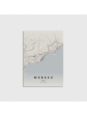 Domirus Monako, Monako Şehir Haritası Poster Çerçevesiz Duvar Dekorasyonu