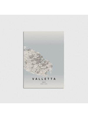 Domirus Valletta, Malta Şehir Haritası Poster Çerçevesiz Duvar Dekorasyonu