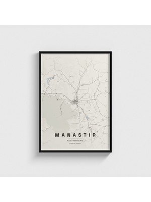 Domirus Manastır (Bitola), Kuzey Makedonya Şehir Haritası Tablo Çerçeveli Poster Duvar Dekorasyonu