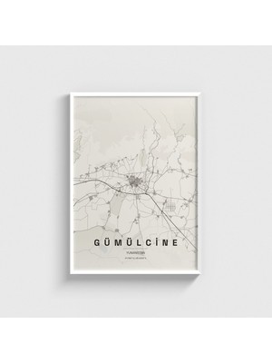 Domirus Gümülcine (Komotini), Yunanistan Şehir Haritası Tablo Çerçeveli Poster Duvar Dekorasyonu
