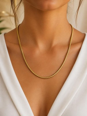 cm Jewelry Gold Çelik Yılan Zincir Kolye