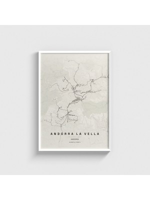 Domirus Andorra La Vella, Andorra Şehir Haritası Tablo Çerçeveli Poster Duvar Dekorasyonu