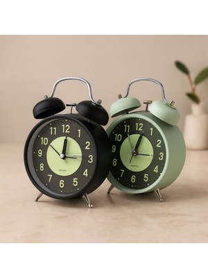 Marsilyan Twin Bell Metal Masa Çalar Saat 11 cm – Pilli, Işıklı, Fosforlu