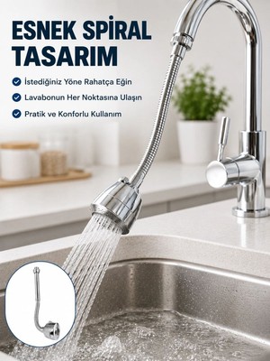 Marsilyan Çok Fonksiyonlu Musluk Uzatma Atı 360° Hareketli Krom Musluk Başlığı