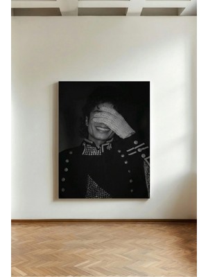 Kanvaspera Michael Jackson Ikonik Gülüş - Kanvas Tablo - Siyah Beyaz, Retro Pop Art Modern Duvar Dekoru