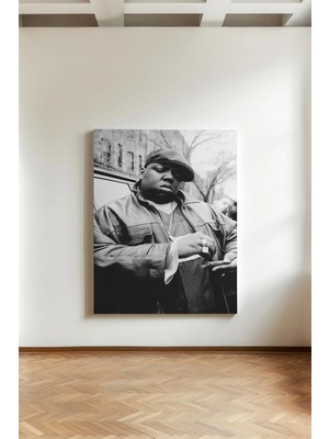 Kanvaspera Notorious B.ı.g. Portre - Kanvas Tablo - Hip-Hop Efsanesi Siyah Beyaz Duvar Dekoru