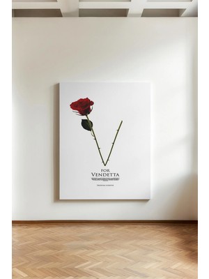 Kanvaspera V For Vendetta Silüet - Kanvas Tablo - Anarşi Logolu V Maskeli Karakter Modern Duvar Dekoru
