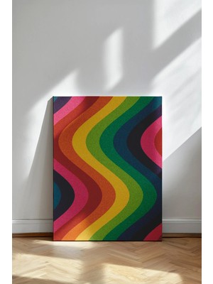 Kanvaspera Renkli Dalgalar Retro - Kanvas Tablo - Çok Renkli, Modern Geometrik Pop Art Duvar Dekoru