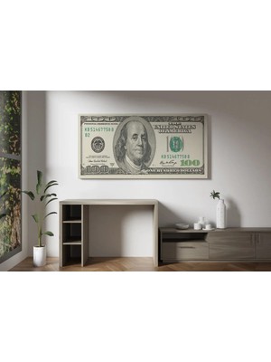 Kanvaspera 100 Dolar - Kanvas Tablo - Benjamin Franklin Para, Zenginlik ve Motivasyon Temalı Duvar Dekoru