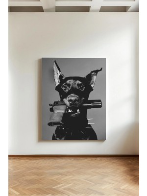 Kanvaspera Doberman - Kanvas Tablo - Siyah Beyaz, Güçlü ve Estetik Konseptli Modern Duvar Dekoru
