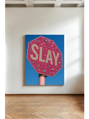 Kanvaspera Slay Levha - Kanvas Tablo - Pembe Tabela, Pop Art, Y2K Estetik, Modern Duvar Dekoru