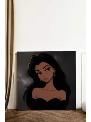 Kanvaspera Anime Kızı Bakış - Kare Kanvas Tablo - Feminen, Gotik Estetik ve Duru Zarafet Temalı Duvar Dekoru