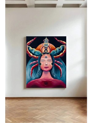 Kanvaspera Akrep Burcu Kadın Portresi - Kanvas Tablo - Neslihan Çilek, Astroloji, Sürrealist Illüstrasyon, Salon Duvar Dekoru